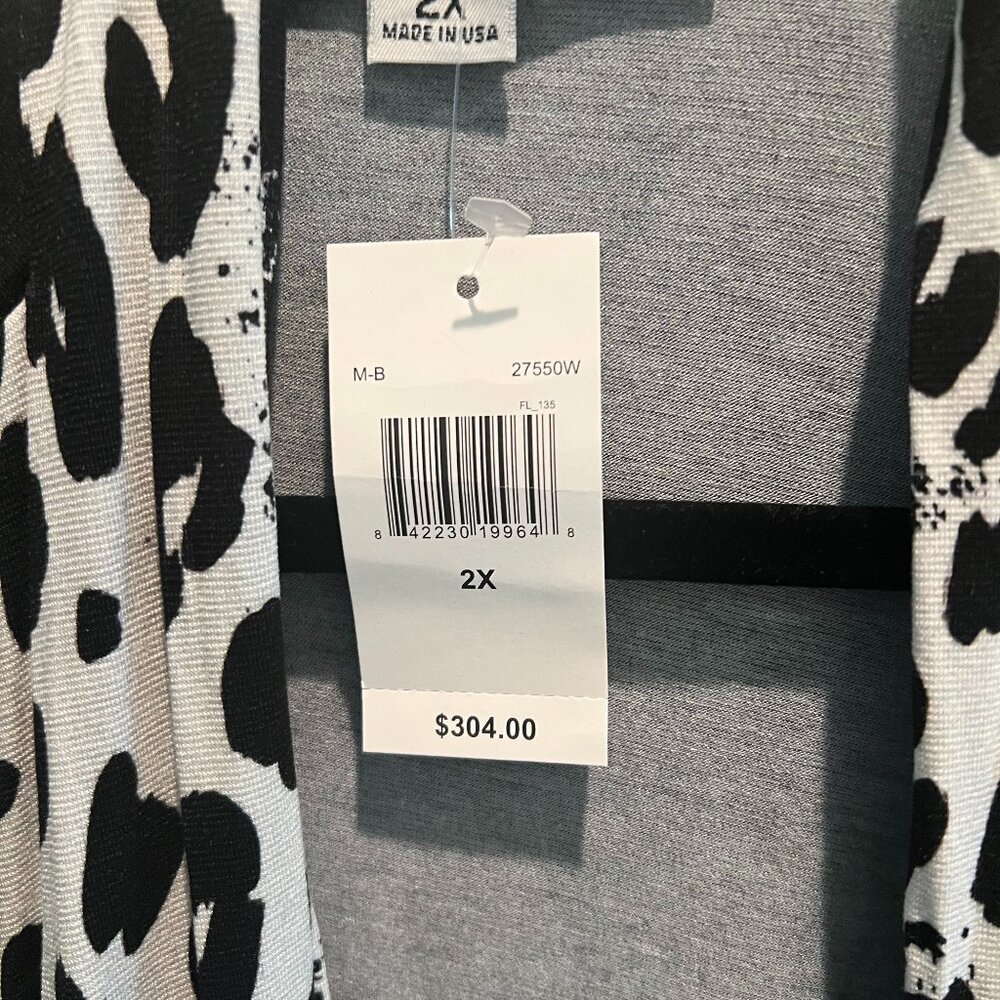 Caroline Rose, 2X, multi/black (animal print) cardigan